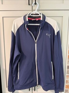 Puma Navy & White Full-Zip Athletic Jacket